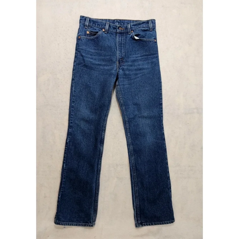 VTG Levis 517 Jeans Mens 32x31 Bootcut Orange Tab 1970s Made in USA Dark Blue